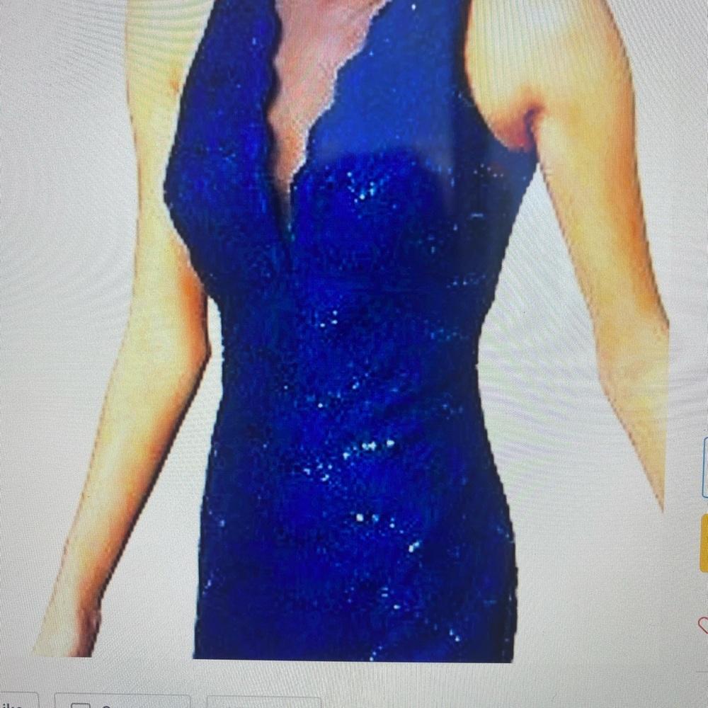 Royal blue sequin & lace cocktail dress